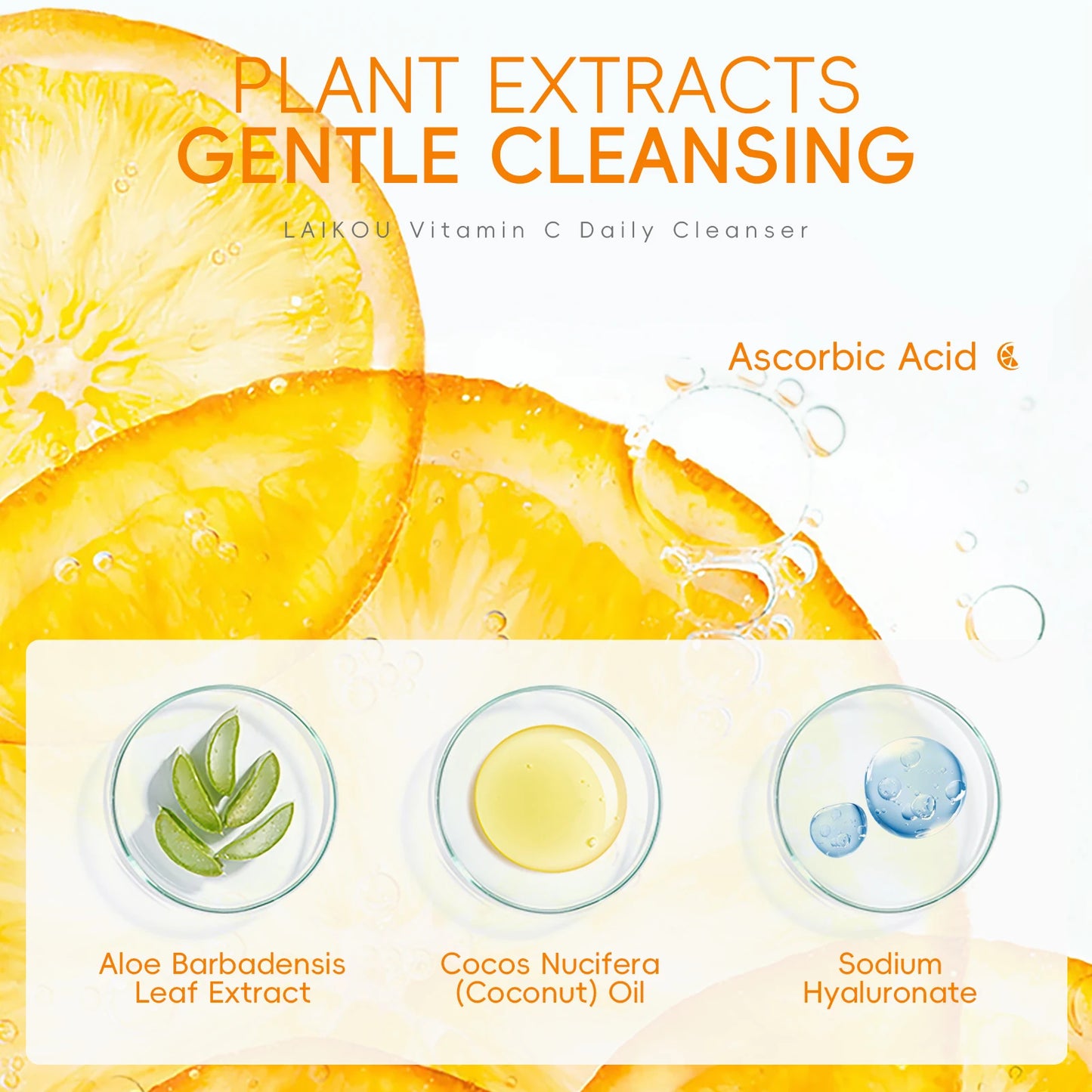 LAIKOU | Vitamin C, Aloe Vera & Hyaluronic Acid | Brightening & Deep Cleansing