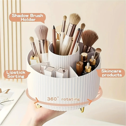 360° Rotating Makeup Storage Box Desktop Makeup Organizer Cosmetic Brush Holder Lipstick Eyebrow Pencil Holder Jewelry Container