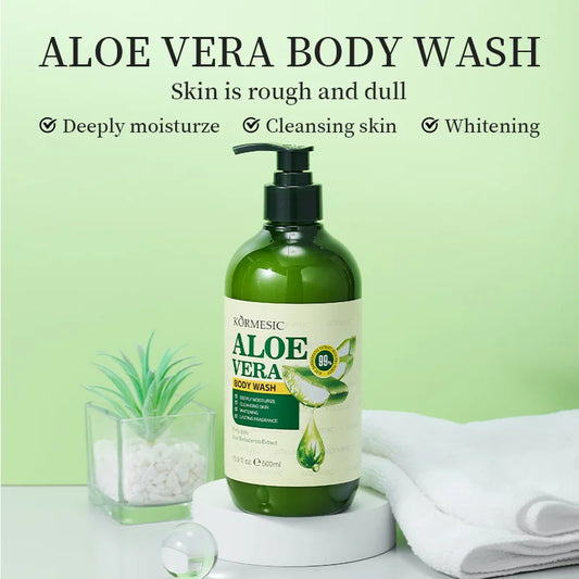500ml KORMESIC Aloe Body Shower Lotion Skin Beautifying Gel Wash Bath Brightening Delicate Smooth Care Cream