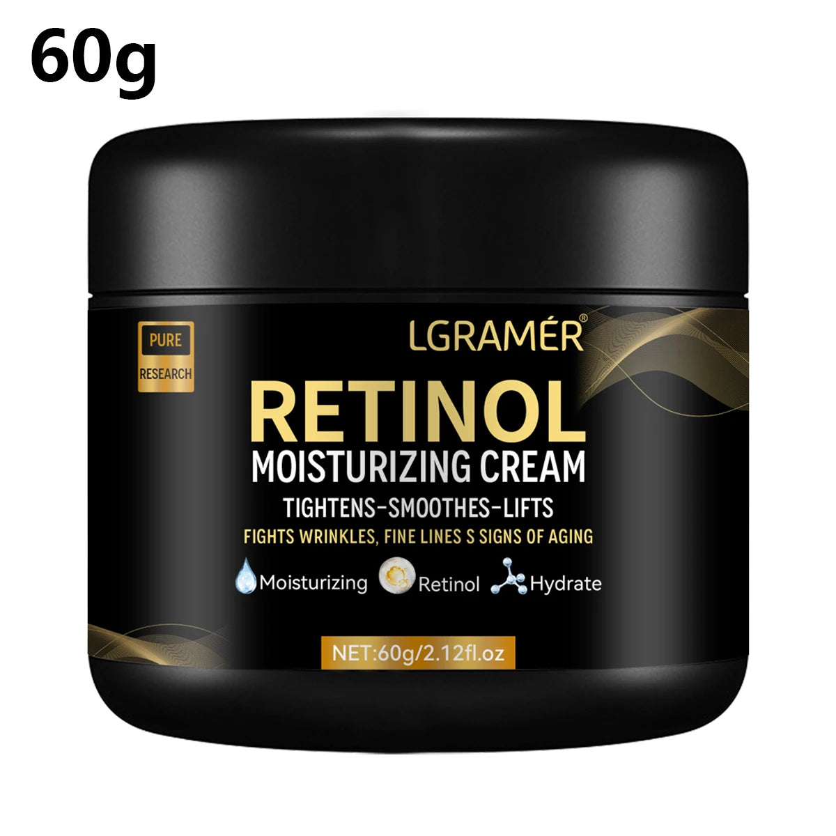LGRAMÉR Men’s Retinol Face Moisturizer | Anti-Wrinkle, Pore-Tightening & Skin Lifting | Hydrating & Whitening Retinol Cream | 60g