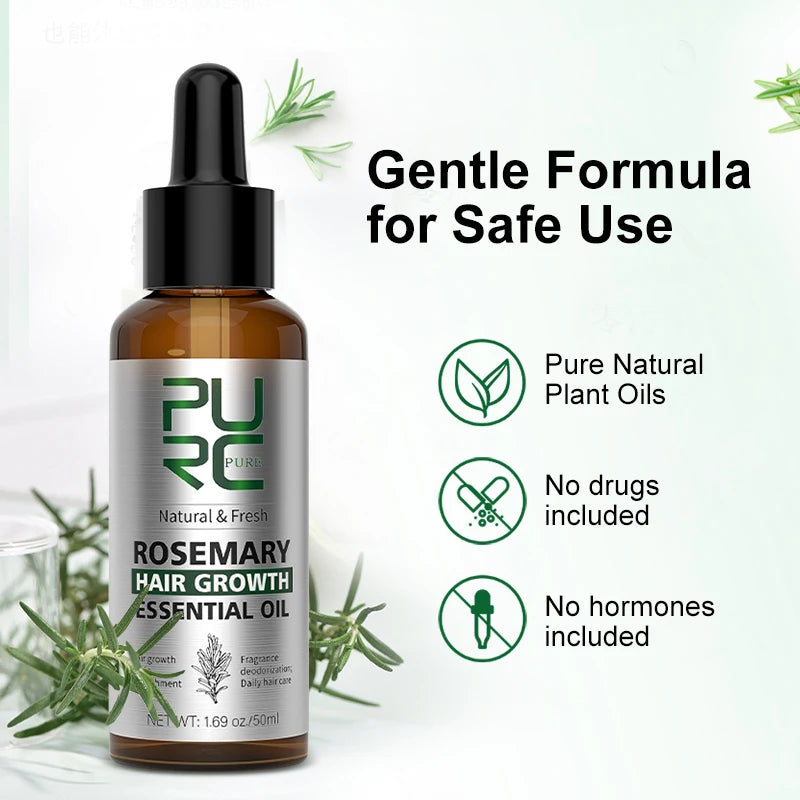 PURC Rosemary Hair Growth Oil – 50ml Ginger-Infused Scalp Treatment for Hair Loss & Thickening