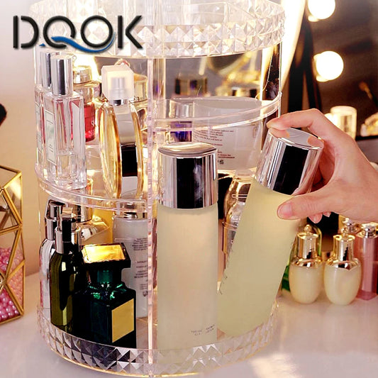 360 Degree Rotation Make Up Organizer Box Cosmetic Organizer Transparent Fashion Spin Multi-Function Detachable Acrylic