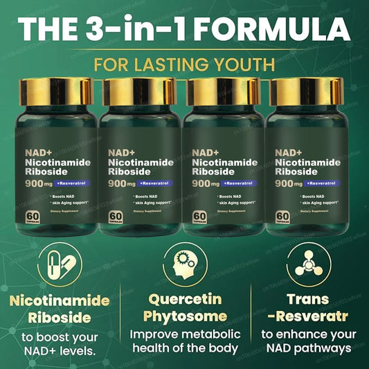 NAD+ | Nicotinamide Riboside Resveratrol Capsules | Anti-Aging, Energy & Immune Support