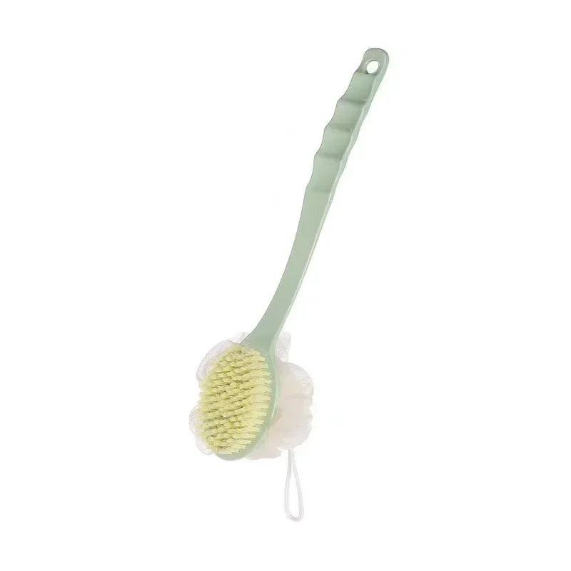 2-in-1 Bath Soft Back Brush Gentle Exfoliating Body Brush Bath Shower Sponge Scrubbing Brush Bathroom Shower Cleaning Tool