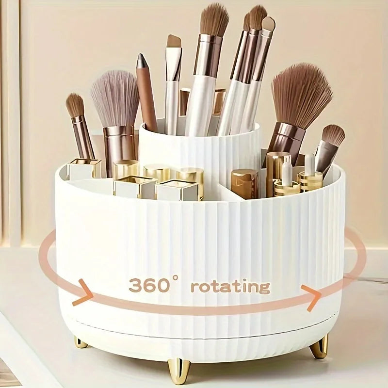 360° Rotating Makeup Storage Box Desktop Makeup Organizer Cosmetic Brush Holder Lipstick Eyebrow Pencil Holder Jewelry Container