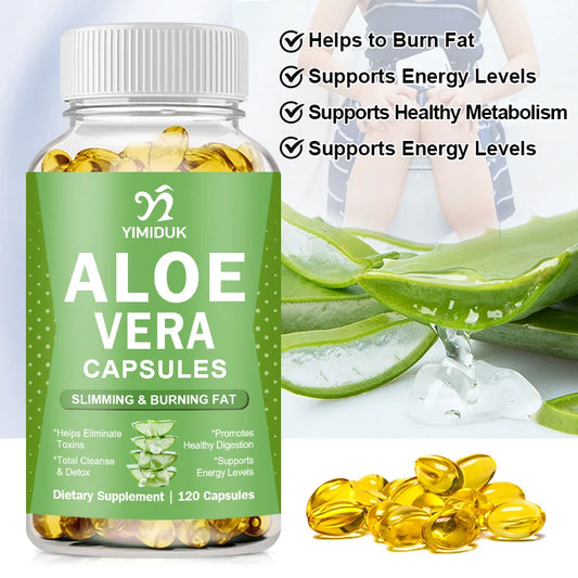 YIMIDUK | Aloe Vera Capsules | Relieves Constipation, Appetite Control, Fat Burn, Detox | 60 Capsules