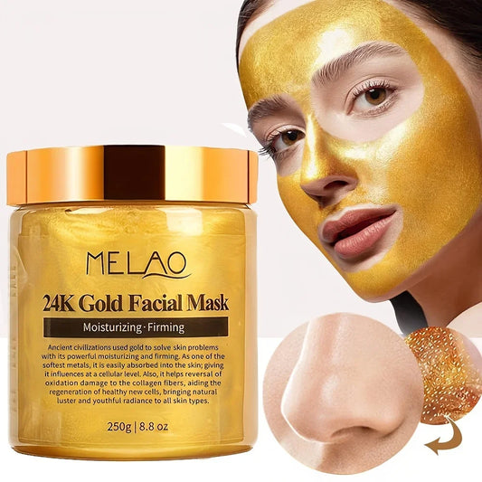 MELAO 24K Gold Collagen Face Mask – 250g Moisturizing & Brightening Washable Mud Mask