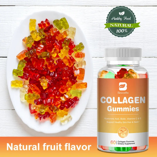 Beworths | Collagen Gummies with Biotin & Vitamins C & E | Hair Growth, Skin Care, Nails, Anti-Aging | 60 Gummies