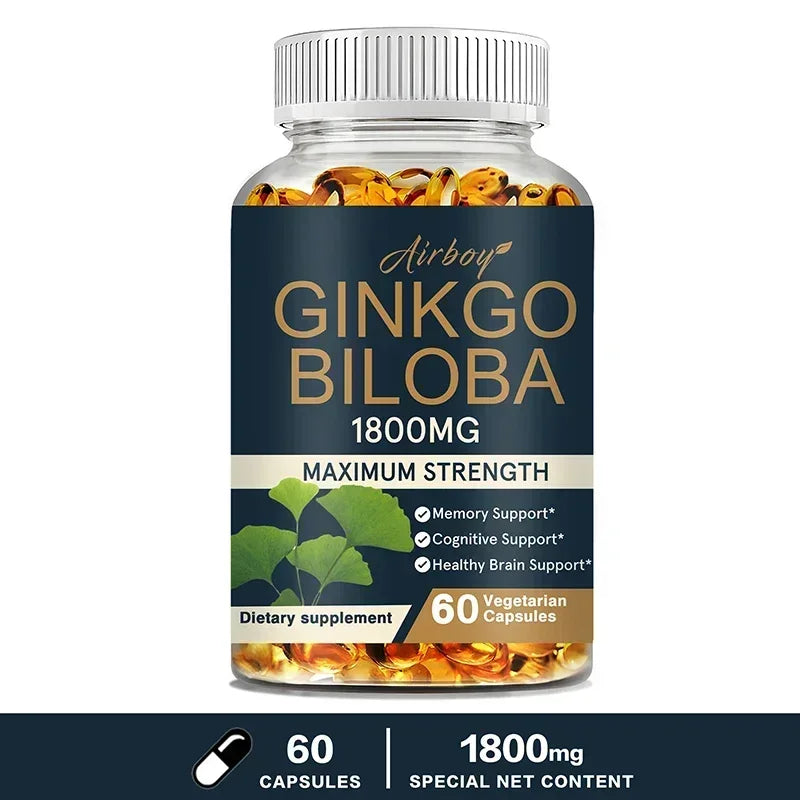 Airboy | Ginkgo Biloba 1800mg | Memory, Cognitive & Brain Support | 30 Vegetarian Capsules