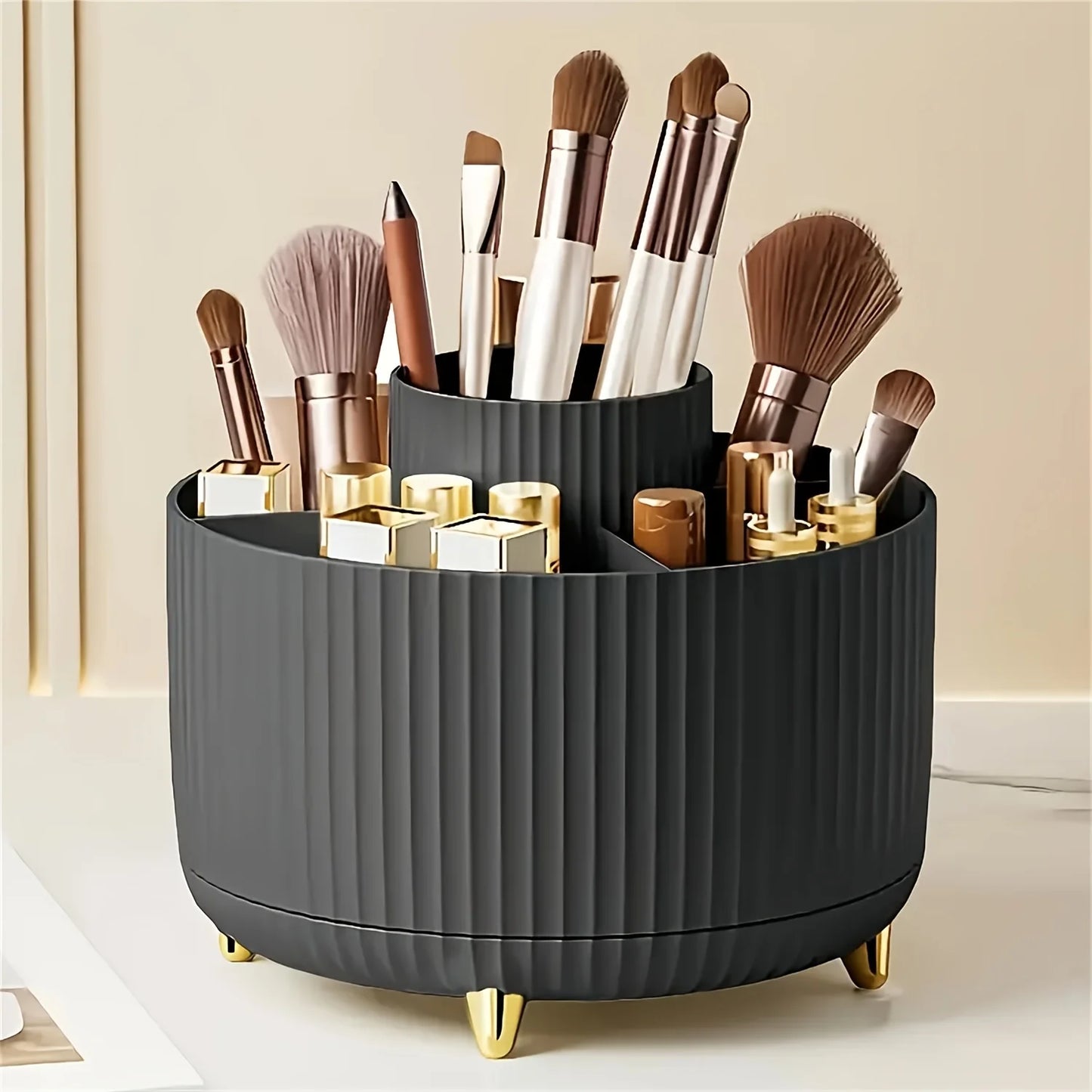 360° Rotating Makeup Storage Box Desktop Makeup Organizer Cosmetic Brush Holder Lipstick Eyebrow Pencil Holder Jewelry Container