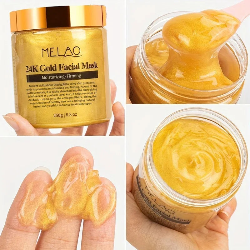 MELAO 24K Gold Collagen Face Mask – 250g Moisturizing & Brightening Washable Mud Mask