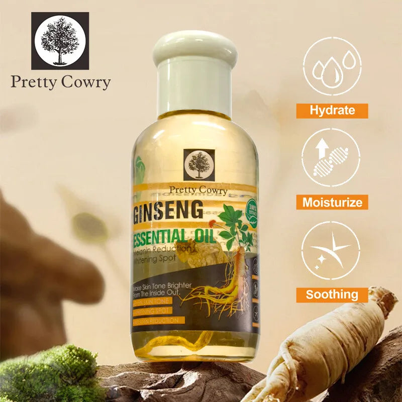 Pretty Cowry Ginseng Face Oil – 75ml Lightweight Hydrating Oil for Brightening, Fine Line Reduction & Even Skin Tone