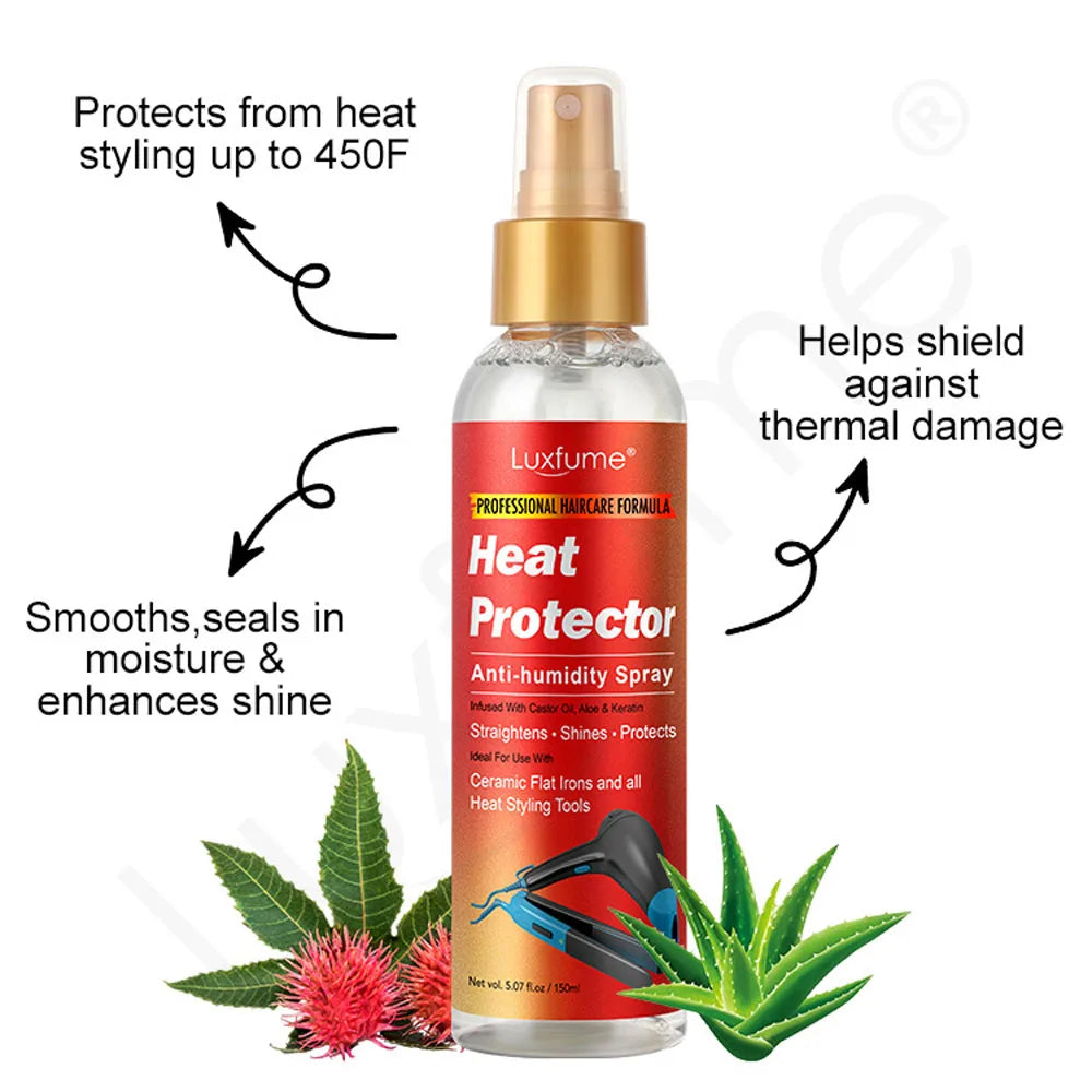 Luxfume Heat Protectant Spray – 150ml Thermal Protection & Moisturizing Serum for Hair Styling