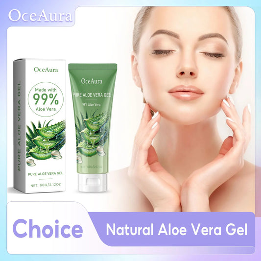 OceAura Pure Aloe Vera Gel – 99% Aloe, Sunburn Repair, Hydrating & Moisturizing Facial Cream for Dry & Sensitive Skin