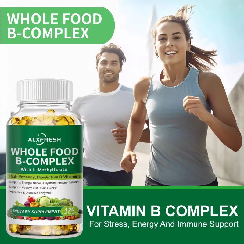 Alxfresh | Whole Food B-Complex with L-Methylfolate | Energy, Hair, Skin & Immune Support