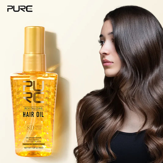 PURC Argan Hair Serum – 50ml Amino Acid Nourishing Oil for Frizz Repair & Shine Enhancement