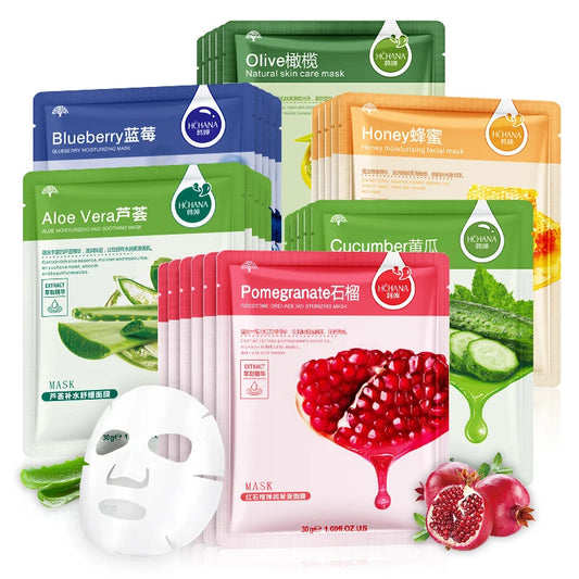 Fresh Fruit Facial Masks – 30pcs Korean Sheet Mask Set for Moisturizing, Firming & Hydrating
