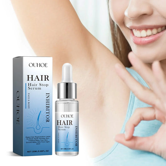 OUHOE Permanent Hair Inhibiting Serum – 20ml Painless Hair Stop Treatment for Body & Face