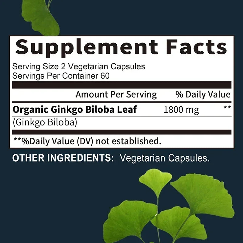 Airboy | Ginkgo Biloba 1800mg | Memory, Cognitive & Brain Support | 30 Vegetarian Capsules