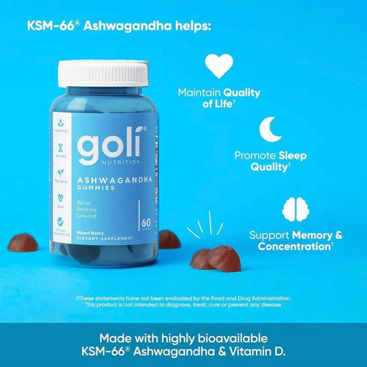 Goli Ashwagandha Gummies | Relax, Restore & Unwind | Promote Sleep & Reduce Stress