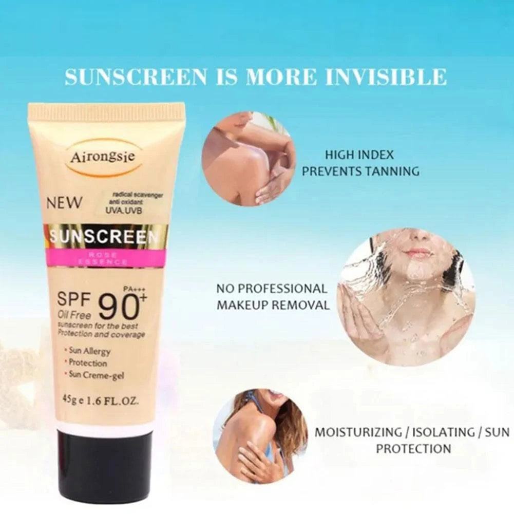 Airongsie Sunscreen Cream SPF 60 / SPF 90 – 45g UV Protective, Moisturizing & Anti-Sun Facial and Body Care