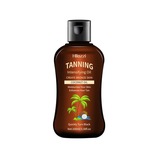 Hllozzi Coconut Tanning Oil – 100ml/3.38fl.oz Sunless Bronzer & Intensifying Oil for Deep Summer Glow