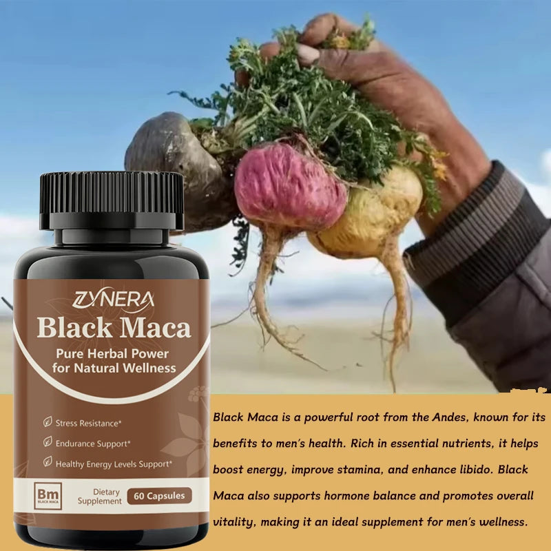 ZYNERA | Black Maca Ashwagandha Capsules | Energy & Reproductive Health Support