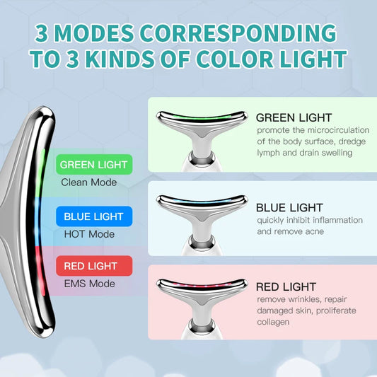 ANLAN Neck & Face Beauty Device | EMS Facial & Neck Lifting with 3-Color Light Therapy for Skin Tightening & Double Chin Reduction