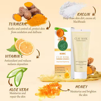 KOEC Kaolin Clay Facial Mask | Deep Cleansing, Blackhead Removal & Pore Tightening | Moisturizing & Anti-Aging Treatment | 75ml