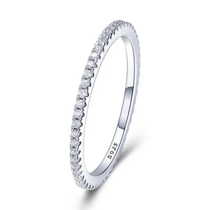 BAMOER 925 Sterling Silver Full pave CZ Simulated Diamond Stackable Ring, Women Gold Plated Engagement Wedding Eternity Bands