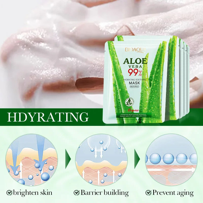 Bioaqua Aloe Hydrating Facial Mask | 99% Aloe Vera | Soothing, Moisturizing & Dryness Prevention | 30g