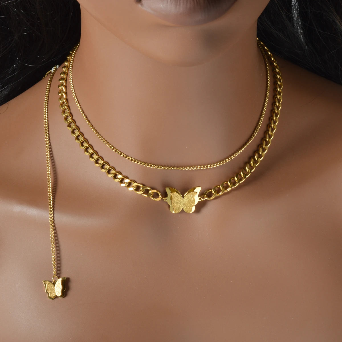 Fashion Gold Plated Layered Necklace Trendy Thin Chain Pendant Dainty Stackable Jewelry Gift for Women Birthday Valentine