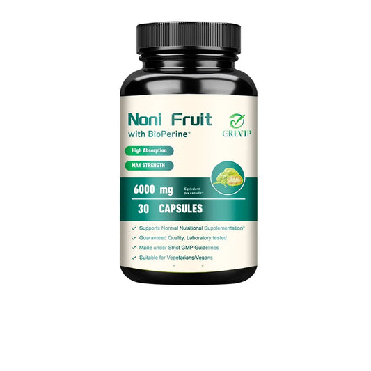 GREVIP | Noni Fruit with BioPerine® 6000mg | Immunity, Skin Health, Energy, Endurance | 60 Capsules
