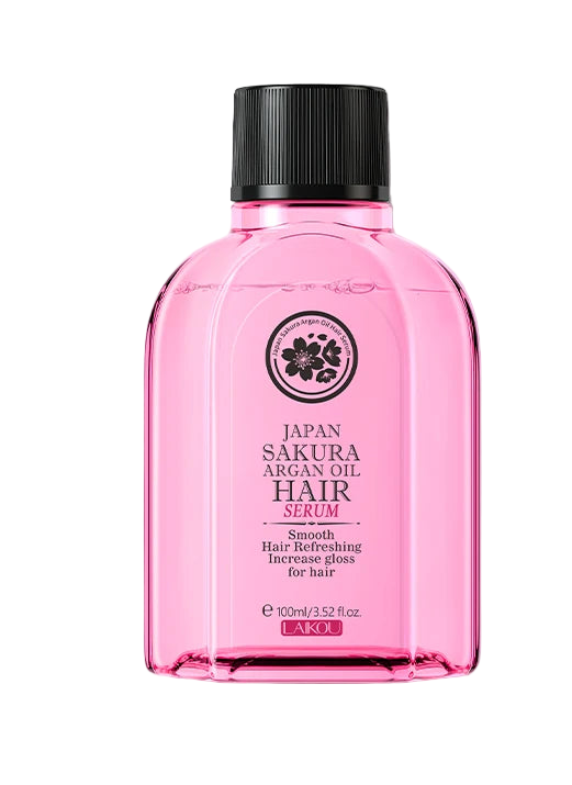LAIKOU Japan Sakura Argan Hair Oil – 60ml / 100ml Gloss Treatment Serum for Frizz Control & Shine Boost