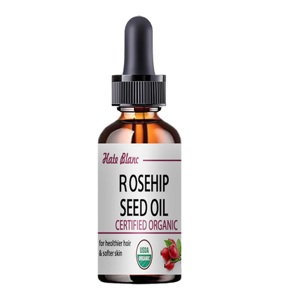 Hate Blanc Organic Rosehip Seed Oil | USDA Certified | Moisturizing, Brightening & Anti-Aging Face Essence | 5ml / 15ml / 30ml / 50ml