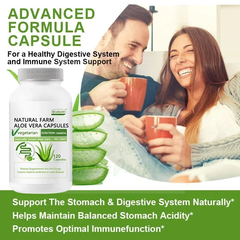 Bcuelov | Natural Aloe Supplement | Fat Burn, Detox, Metabolism Support, Laxative | 60 Capsules