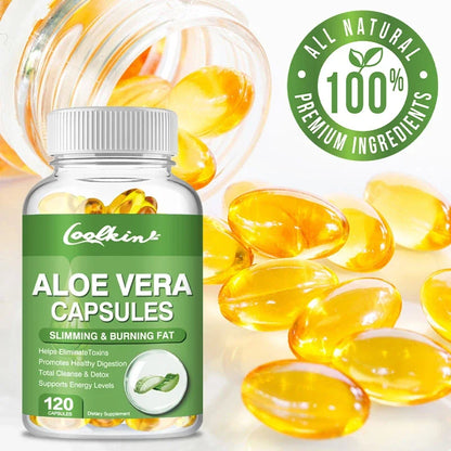 Coolkin | Natural Aloe Vera Extract Capsules | Slimming, Fat Burning, Detox, Digestion, Energy Support | 60 Capsules