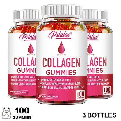 Pslalae | Collagen Gummies with Superfruit Blend | Hair, Skin, Joints, Digestion & Immune Support | 60 Gummies
