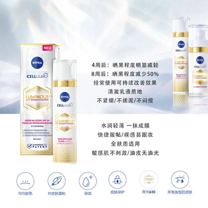 NIVEA Cellular Luminous 630° | Anti-Pigment, Whitening, UV Protection, Isolation | SPF 50 Sunblock Skin Care | 40ml
