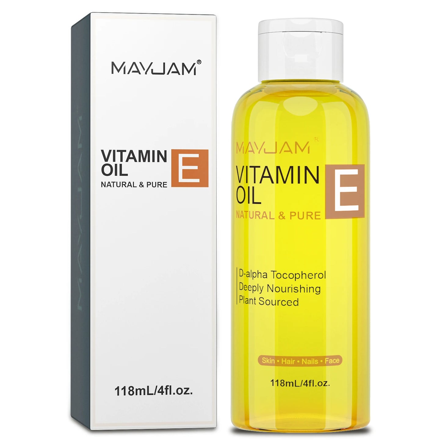 MAYJAM Vitamin E Oil | Natural & Pure | Moisturizing & Brightening Skincare | Face & Body Care | 118ml / 236ml