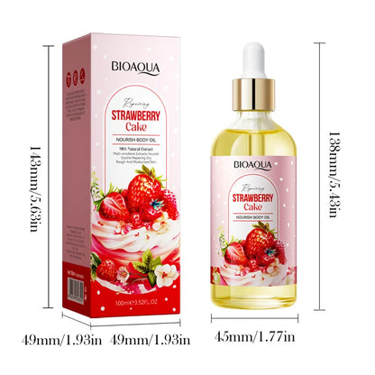 BIOAQUA Strawberry Cake Body Oil Moisturizing Anti Peeling Tender Brightening Skin Essence Body Cream Lotion Skin Care