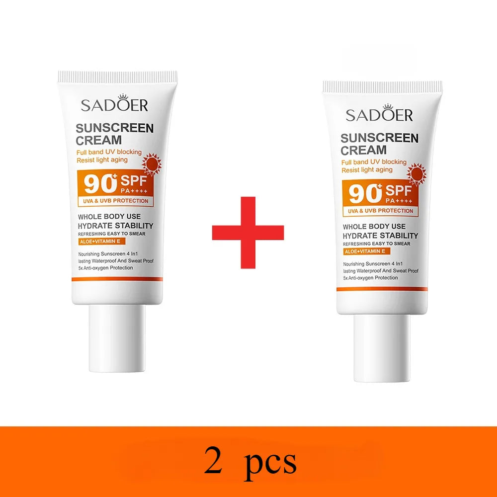 SADOER Sunscreen SPF 90+ PA+++ | Whitening, Waterproof & Sweatproof | Long-Lasting Moisturizing Sunblock | 50g