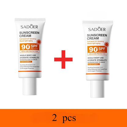 SADOER Sunscreen SPF 90+ PA+++ | Whitening, Waterproof & Sweatproof | Long-Lasting Moisturizing Sunblock | 50g
