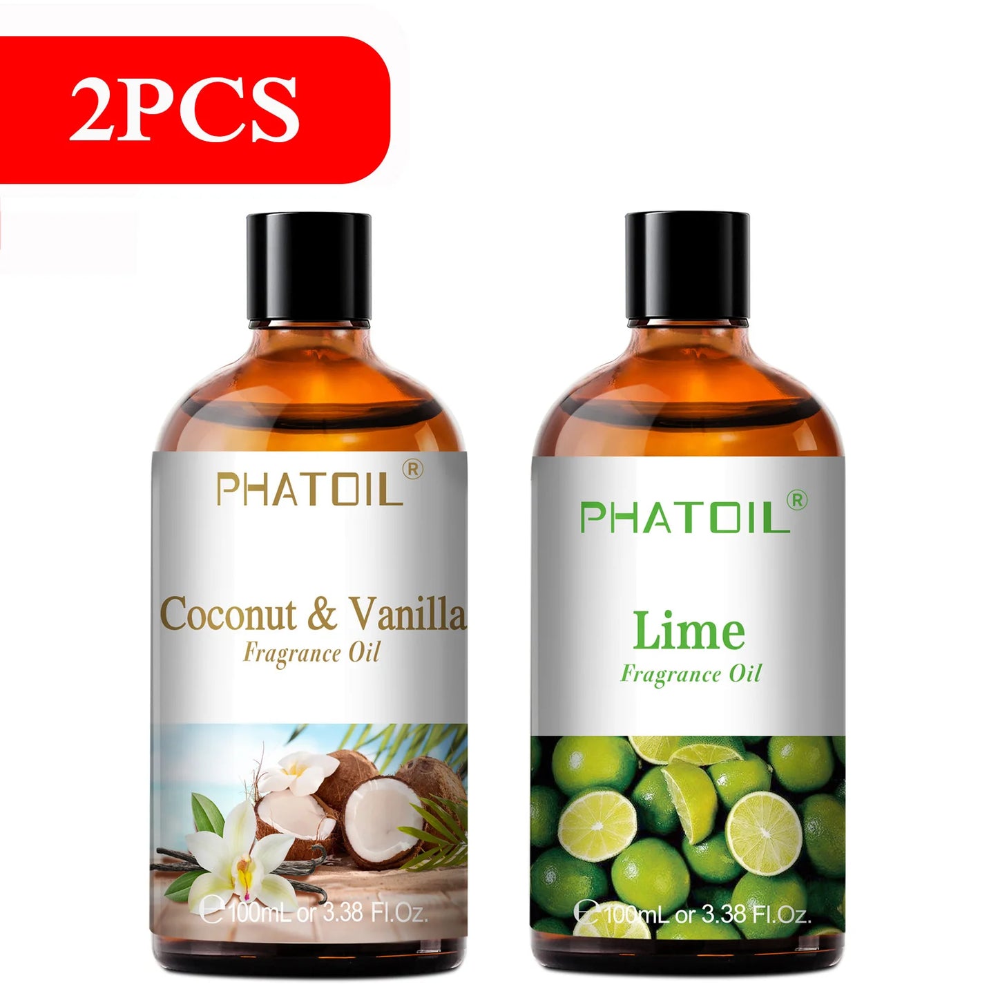PHATOIL 100ml Aromatherapy Fragrance Oil Coconut & Vanilla Strawberry Cherry 2PCS/1PCS Aroma Oils For Diffuser Candle Making