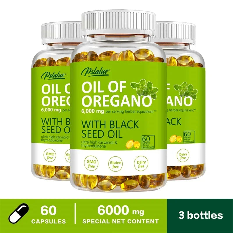 Pslalae | Oregano Oil Black Seed Softgels | Immune & Digestive Health Support