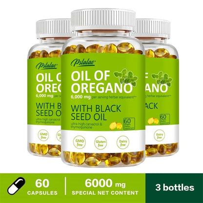 Pslalae | Oregano Oil Black Seed Softgels | Immune & Digestive Health Support