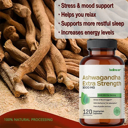 Ashwagandha Extra Strength 3000mg | Stress & Mood Support with BioPerine