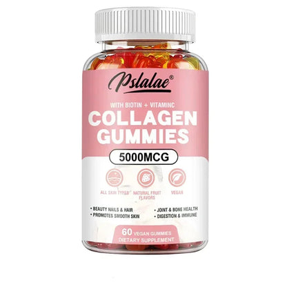 Pslalae | Collagen Gummies with Vitamin C & Biotin | Hair, Nails, Smooth Skin, Joint & Bone Health | 60 Vegan Gummies