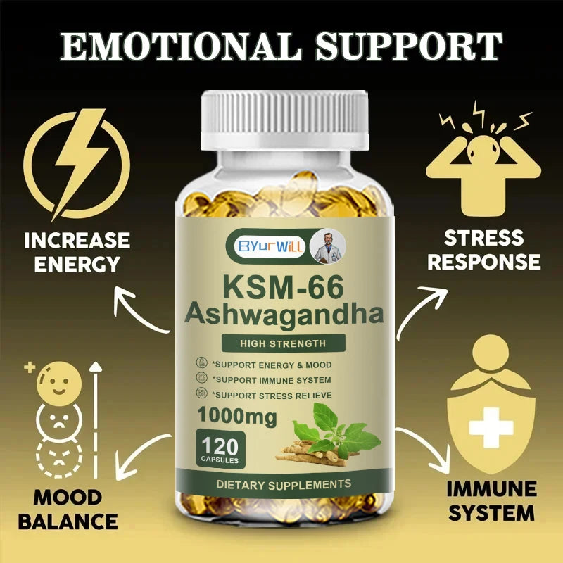 Byurwill | KSM-66 Ashwagandha-Dietary Supplements | Supports Stress, Mood & Energy