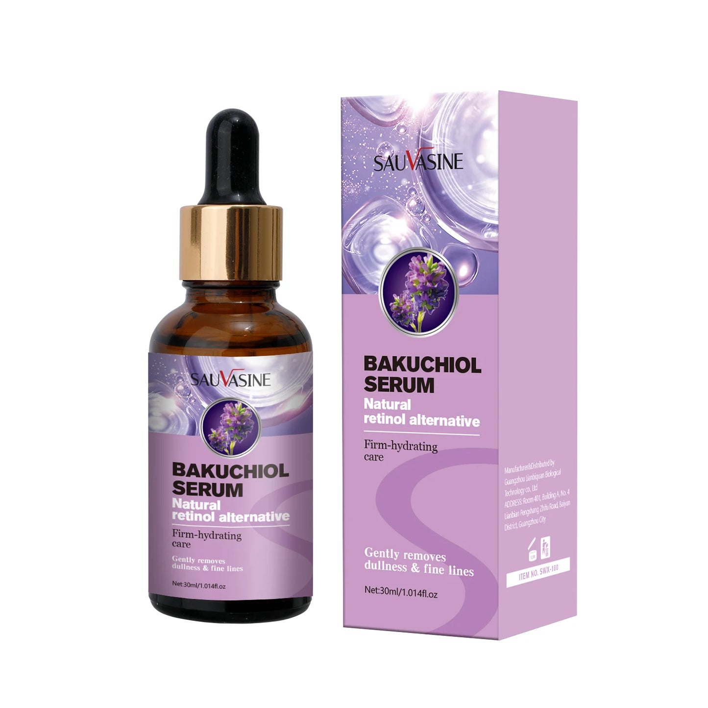 SAUVASINE Bakuchiol Face Serum | Natural Retinol Alternative | Anti-Aging, Wrinkle-Fading & Firm-Hydrating Care | 30ml